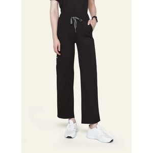 Comenii Black Elastic Waist StyleFlex 6‎ Pocket Cargo Scrub Pants Size L